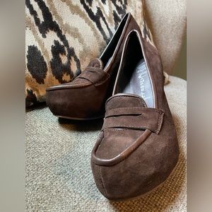 Jeffrey Campbell Lanie Women’s Brown Suede High Platform Wedge Loafer